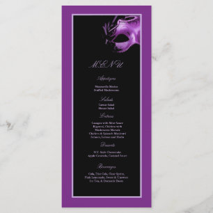 25 Menu Cards Sweet 16 Purple Lilac Black Party