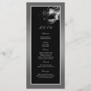 25 Menu Cards Sweet 16 Silver Black Party