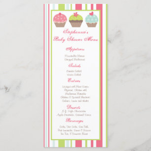 25 Menu Cards Tea Party Pink Pastel Cupcake