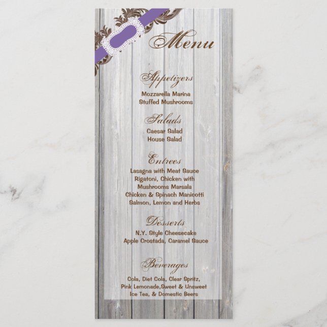 25 Menu Cards Torn Barn Wood White Wash Rustic (Front)