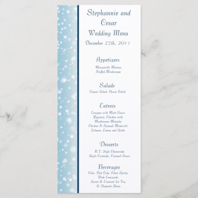 25 Menu Cards Twinkling Snow / Bare Tree (Front)
