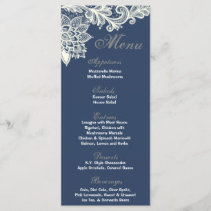 25 Menu Cards Vintage Victorian Lace Mint Navy Blu