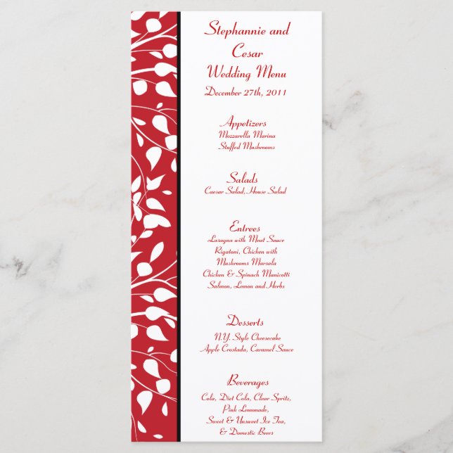 25 Menu Cards Winter Grey/Red Tree (Front)