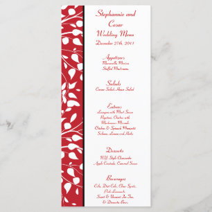 25 Menu Cards Winter Grey/Red Tree