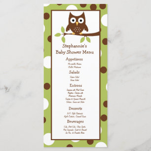 25 Menu Cards Woodland Friends Owl