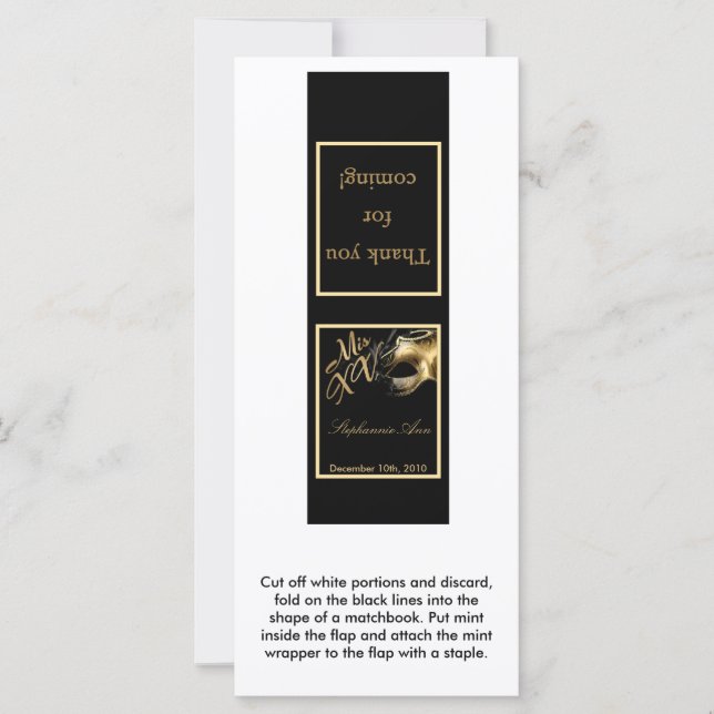 25 Mint Matchbooks Mis XV Gold Black (Front)