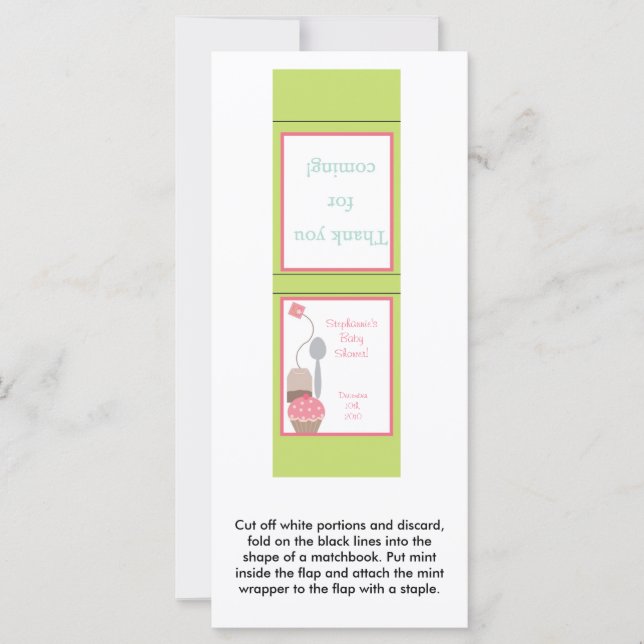 25 Mint Matchbooks Tea Party Pink Pastel Cupcake (Front)