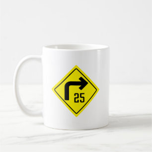 25 mph Right Curve Sign Classic Mug