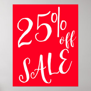 25% Off Sale Sign, Red Boutique Sale Sign, Retail Poster