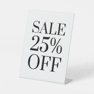 25% Off Sale Sign, Tabletop Counter Signage, Store Pedestal Sign