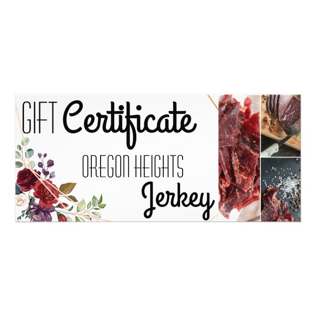 25 Pack Business Gift Certificate White Roses Gold (Front)