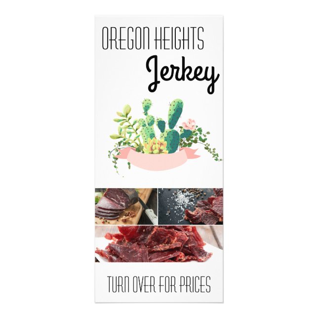 25 Pack Business Price List Bohemian Cactus Succul Rack Card (Front)