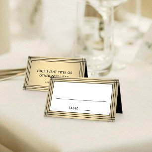 25 Pack Classic Black & Gold Bordered Escort Cards