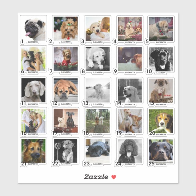 25 Personalised ADVENT CALENDAR PHOTOS NAME (Sheet)
