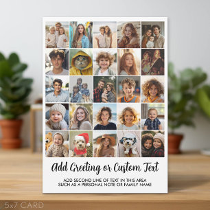 25 Photo Collage - Custom Text - White Grey Holiday Card