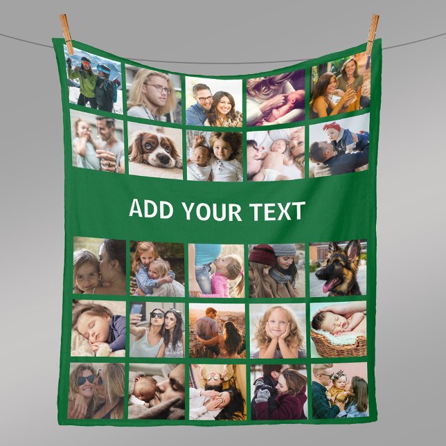 25 Photo Collage Green Fleece Blanket (Creator Uploaded)