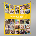 25 Photo Collage Yellow Fleece Blanket<br><div class="desc">Add a personal touch to your home with this unique yellow fleece blanket that offers a fun way to show off your most treasured photos. This customized collage template includes 25 of your favorite pictures of friends, family, or cherished pets, creating a visually striking and heartfelt keepsake. It would also...</div>