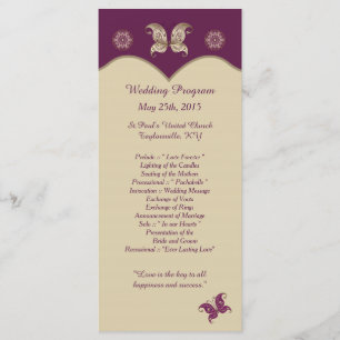 25 Purple Gold Butterfly Wedding Programs Programme
