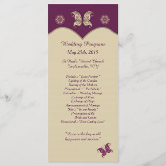 25 Purple Gold Butterfly Wedding Programs Programme