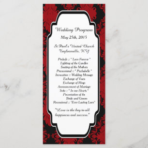 25 Romantic Red Damask Wedding Programs Programme