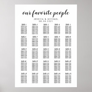 25 Table Large Wedding Guest Seating Chart