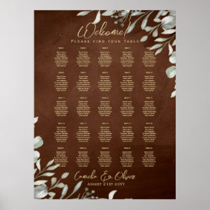 25 Table Rustic Greenery Brown Fall SEATING CHART