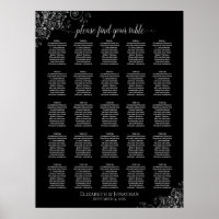 25 Table Silver & Black Wedding Seating Chart