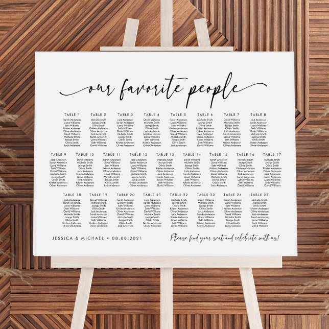25 Tables Our Favourite People Seating Chart Plan (Creator Uploaded)
