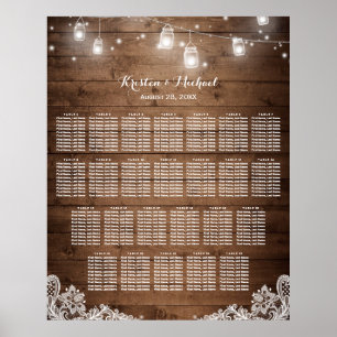 25 Tables Rustic String Lights Seating Chart