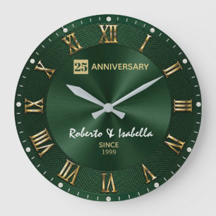 25 th Anniversary Emerald Green Luxury Wedding Ann Large Clock