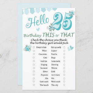 25 th Birthday This or That Game