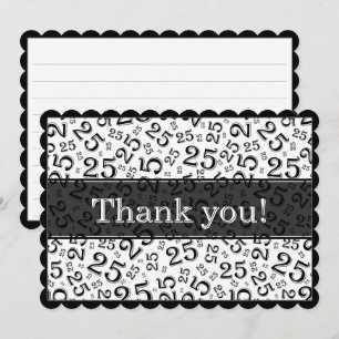 25 "Thank you!" Black/White Number Pattern Thank You Card