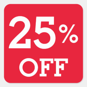25% twenty five Percent OFF discount sale    Square Sticker