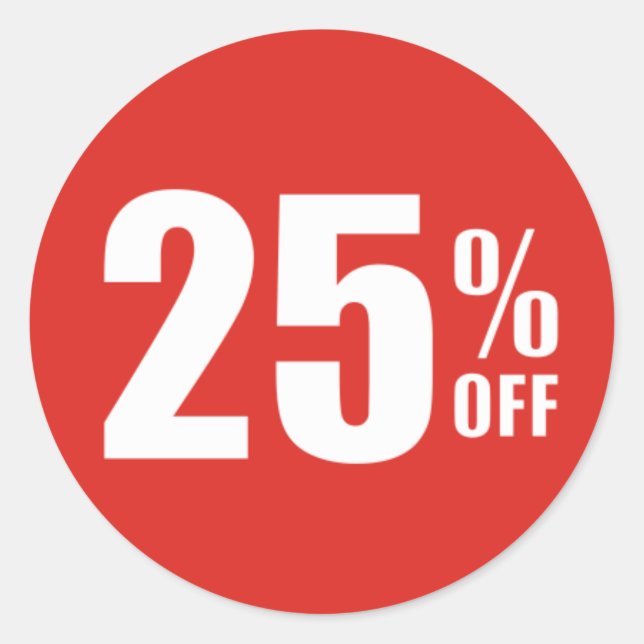25% Twenty Five Percent OFF Discount Sale Sticker (Front)