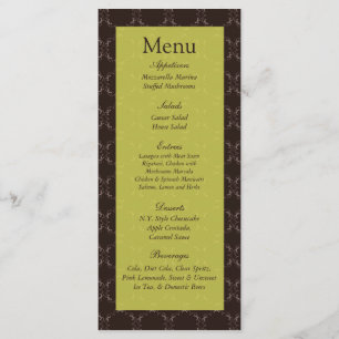 25 Vintage Brown/Green Wedding Menu