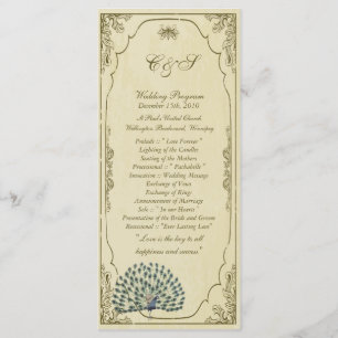 25 Vintage Peacock Wedding Programs Programme
