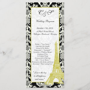 25 Wedding in Paris Black Damask Programs Programme