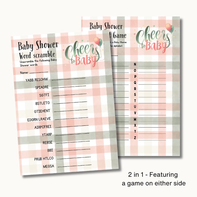 25 x 2 Cheers to Baby Sage Peach Gingham GAMES Flyer (Creator Uploaded)