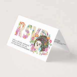 25 x (3 in 1) RSVP/Book Request/Display -HEDGEHOG Business Card