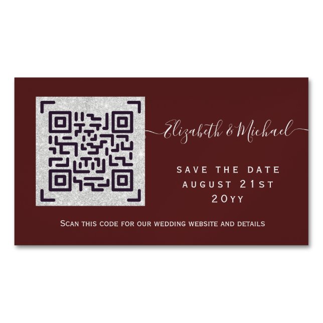 25 x MAGNETIC QR SCANNING CODE Wedding SAVE DATES Magnetic Business Card (Front)