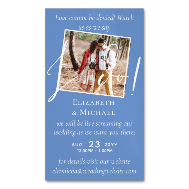 25 x Magnetic Wedding Livestreaming Save the Date Magnetic Business Card (Front Vertical)