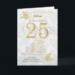25 Year Employee Anniversary Business Elegance Holiday Card<br><div class="desc">Wonderfully professional way for a company to recognise the staff member who has given twenty-five years to their business. Faux gold glitter look lettering and accents pair with a light silvery background to show off your own message.</div>