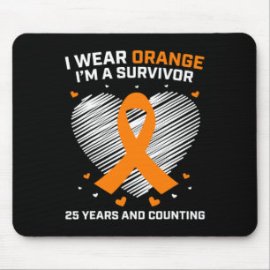25 Year Leukaemia Survivor Gifts Orange Cancer Fre Mouse Mat