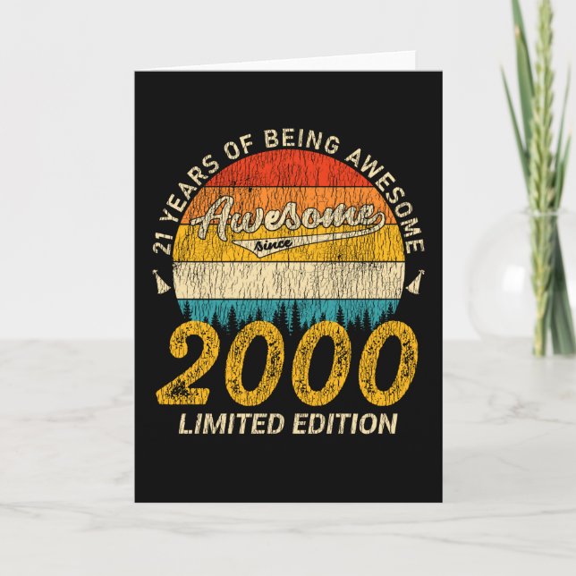 25 Year Old 2000 Retro Awesome 25th Birthday Gift Card (Front)