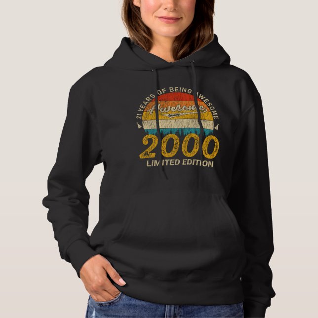 25 Year Old 2000 Retro Awesome 25th Birthday Gift Hoodie (Front)