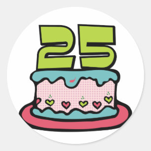 25 Year Old Birthday Cake Classic Round Sticker