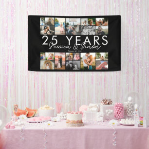 25 year wedding anniversary photo collage editable banner