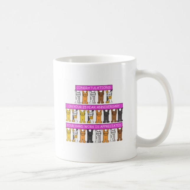25 Year Work Anniversary Congratulations Cute Cats Coffee Mug (Right)