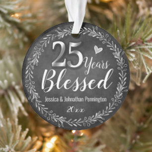 25 Years Blessed Wedding Anniversary Ornament