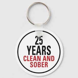 25 Years Clean and Sober Key Ring